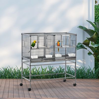 PawHut Jaula de Pájaro 95x45.5x102 cm Gris