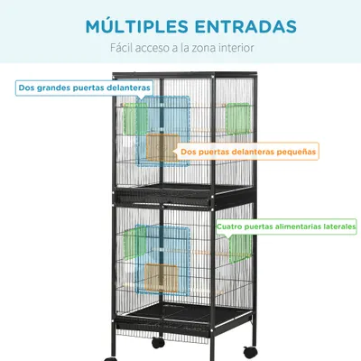 PawHut Jaula para Pájaro 51.5x50x140 cm Negro PawHut Jaula para Pájaro 51.5x50x140 cm Negro