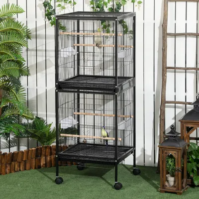 PawHut Jaula para Pájaro 51.5x50x140 cm Negro PawHut Jaula para Pájaro 51.5x50x140 cm Negro