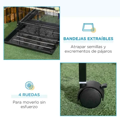 PawHut Jaula para Pájaro 51.5x50x140 cm Negro PawHut Jaula para Pájaro 51.5x50x140 cm Negro