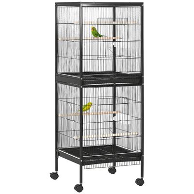 PawHut Jaula para Pájaro 51.5x50x140 cm Negro