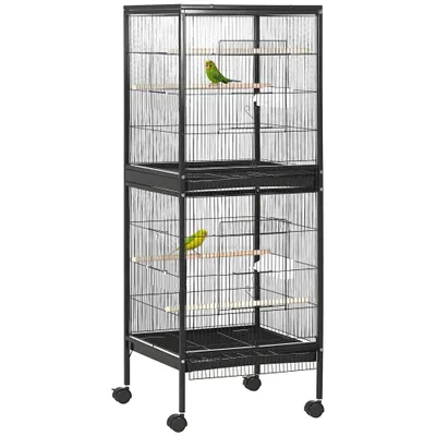 PawHut Jaula para Pájaro 51.5x50x140 cm Negro PawHut Jaula para Pájaro 51.5x50x140 cm Negro