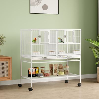 PawHut Jaula para Pájaro 95x45.5x102 cm Blanco