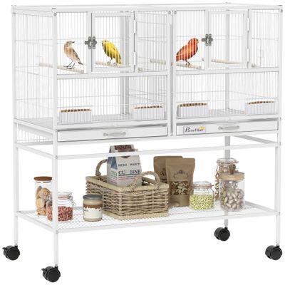 PawHut Jaula para Pájaro 95x45.5x102 cm Blanco