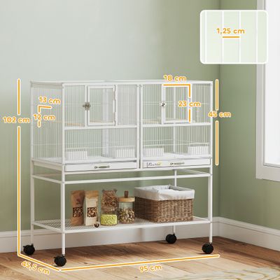 PawHut Jaula para Pájaro 95x45.5x102 cm Blanco