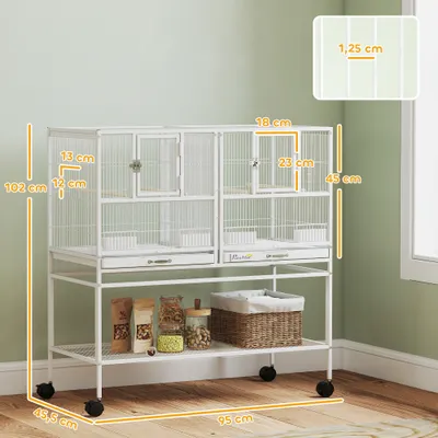 PawHut Jaula para Pájaro 95x45.5x102 cm Blanco PawHut Jaula para Pájaro 95x45.5x102 cm Blanco