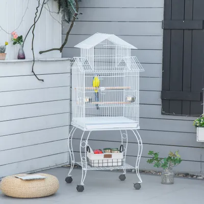 PawHut Jaula para Pájaro 50x49x137 cm Blanco PawHut Jaula para Pájaro 50x49x137 cm Blanco