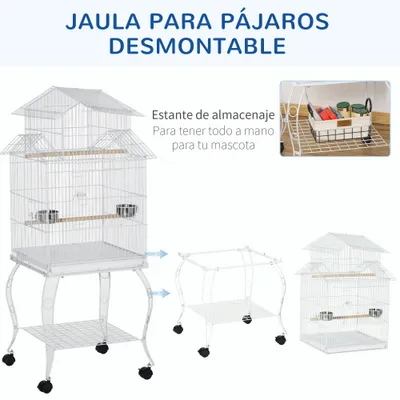 PawHut Jaula para Pájaro 50x49x137 cm Blanco PawHut Jaula para Pájaro 50x49x137 cm Blanco