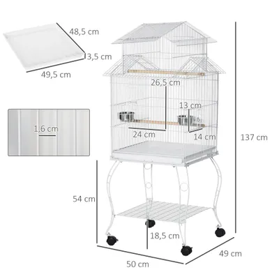 PawHut Jaula para Pájaro 50x49x137 cm Blanco