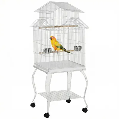 PawHut Jaula para Pájaro 50x49x137 cm Blanco