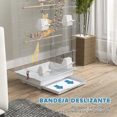PawHut Jaula para Pájaro 46x36x100 cm Blanco PawHut Jaula para Pájaro 46x36x100 cm Blanco
