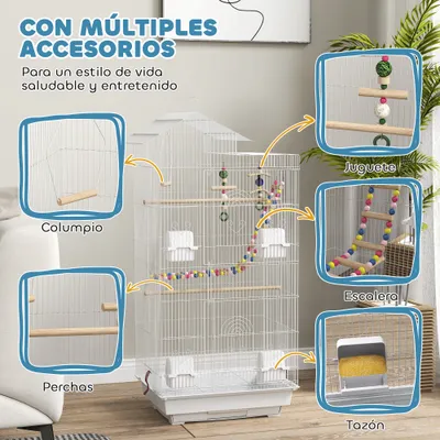 PawHut Jaula para Pájaro 46x36x100 cm Blanco PawHut Jaula para Pájaro 46x36x100 cm Blanco