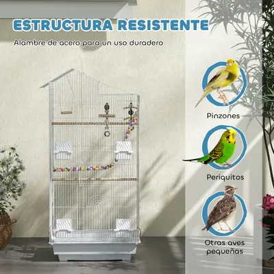 PawHut Jaula para Pájaro 46x36x100 cm Blanco PawHut Jaula para Pájaro 46x36x100 cm Blanco