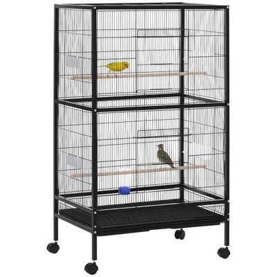PawHut Jaula para Pájaro 79x52x137 cm Negro