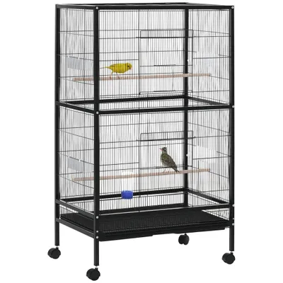 PawHut Jaula para Pájaro 79x52x137 cm Negro