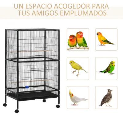PawHut Jaula para Pájaro 79x52x137 cm Negro PawHut Jaula para Pájaro 79x52x137 cm Negro