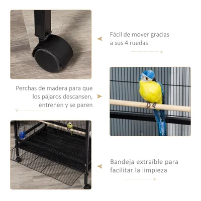 PawHut Jaula para Pájaro 79x52x137 cm Negro PawHut Jaula para Pájaro 79x52x137 cm Negro