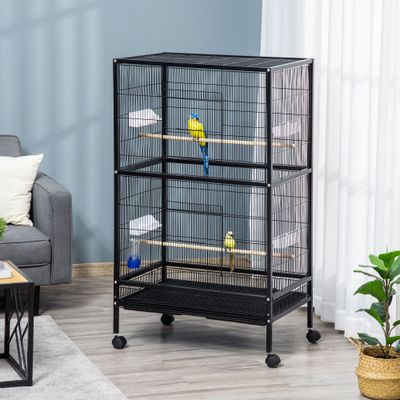PawHut Jaula para Pájaro 79x52x137 cm Negro
