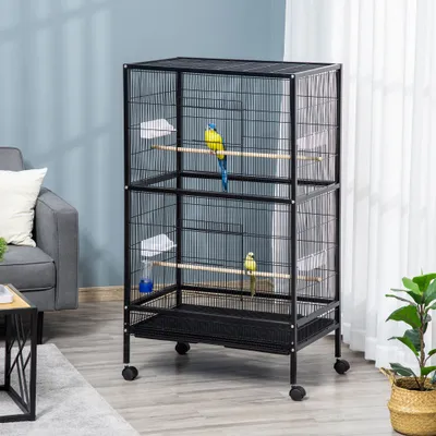 PawHut Jaula para Pájaro 79x52x137 cm Negro