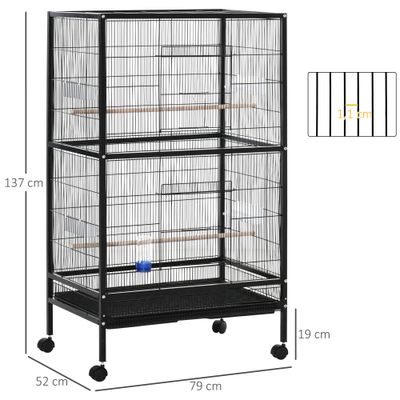 PawHut Jaula para Pájaro 79x52x137 cm Negro