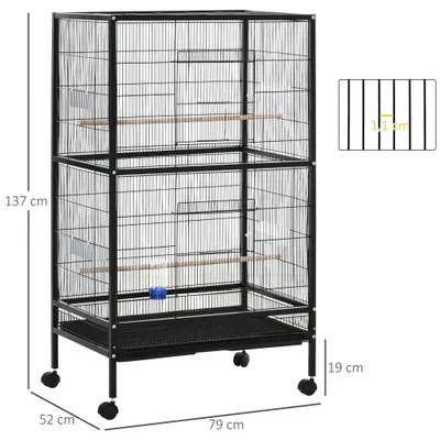 PawHut Jaula para Pájaro 79x52x137 cm Negro PawHut Jaula para Pájaro 79x52x137 cm Negro
