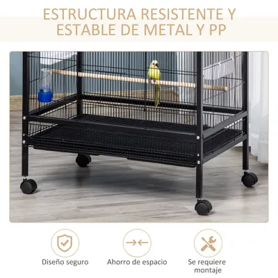 PawHut Jaula para Pájaro 79x52x137 cm Negro PawHut Jaula para Pájaro 79x52x137 cm Negro