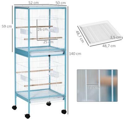 PawHut Jaula para Pájaro 51.5x50x140 cm Azul Claro