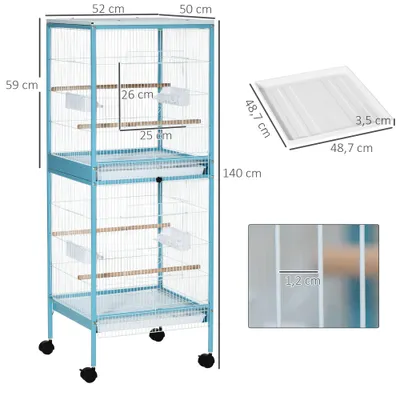 PawHut Jaula para Pájaro 51.5x50x140 cm Azul Claro PawHut Jaula para Pájaro 51.5x50x140 cm Azul Claro