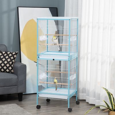 PawHut Jaula para Pájaro 51.5x50x140 cm Azul Claro