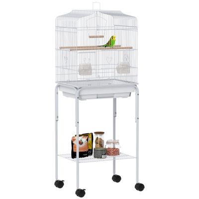 PawHut Jaula para Pájaro 46.5x36x124 cm Blanco