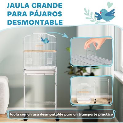 PawHut Jaula para Pájaro 46.5x36x124 cm Blanco