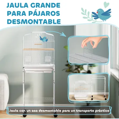 PawHut Jaula para Pájaro 46.5x36x124 cm Blanco