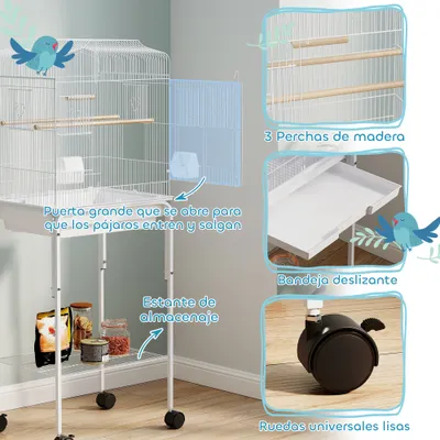 PawHut Jaula para Pájaro 46.5x36x124 cm Blanco PawHut Jaula para Pájaro 46.5x36x124 cm Blanco