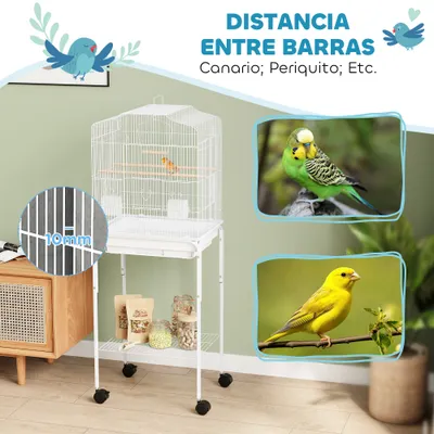 PawHut Jaula para Pájaro 46.5x36x124 cm Blanco PawHut Jaula para Pájaro 46.5x36x124 cm Blanco