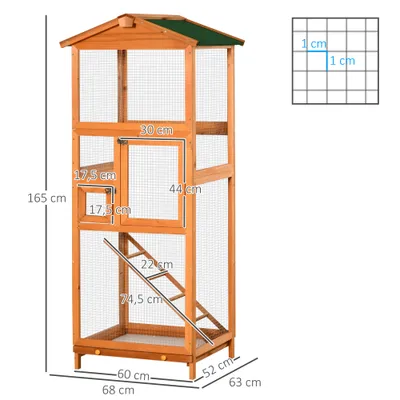 PawHut Jaula para Pájaro 68x63x165 cm Madera Natural