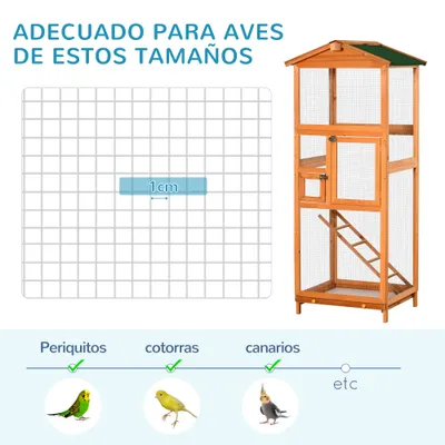 PawHut Jaula para Pájaro 68x63x165 cm Madera Natural PawHut Jaula para Pájaro 68x63x165 cm Madera Natural