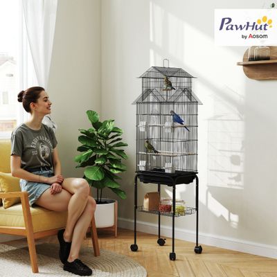 PawHut Jaula para Pájaro 50.5x41x163 cm Negro