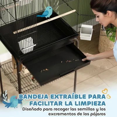 PawHut Jaula para Pájaro 50.5x41x163 cm Negro PawHut Jaula para Pájaro 50.5x41x163 cm Negro