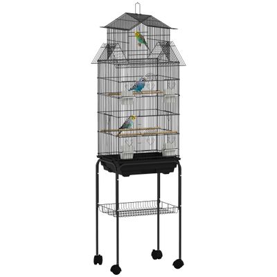 PawHut Jaula para Pájaro 50.5x41x163 cm Negro