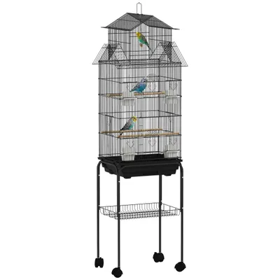 PawHut Jaula para Pájaro 50.5x41x163 cm Negro PawHut Jaula para Pájaro 50.5x41x163 cm Negro