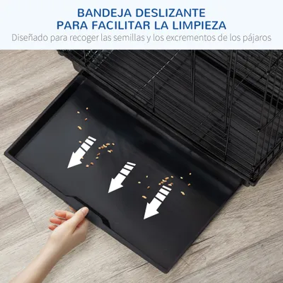 PawHut Jaula para Pájaro 40x40x59 cm Negro PawHut Jaula para Pájaro 40x40x59 cm Negro