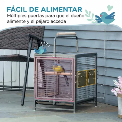 PawHut Jaula para Pájaro 48x38x47.8 cm Negro PawHut Jaula para Pájaro 48x38x47.8 cm Negro