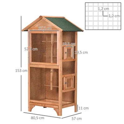 PawHut Jaula para Pájaro 80.5x57x153 cm Madera Natural PawHut Jaula para Pájaro 80.5x57x153 cm Madera Natural