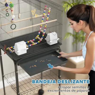 PawHut Jaula para Pájaro 46x36x120 cm Negro PawHut Jaula para Pájaro 46x36x120 cm Negro
