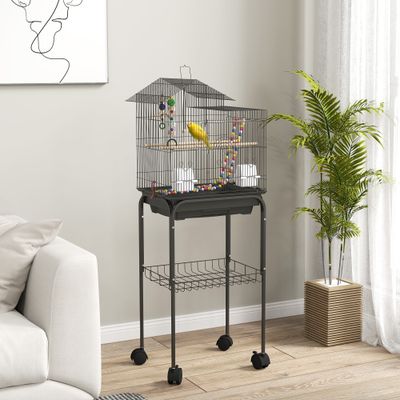 PawHut Jaula para Pájaro 46x36x120 cm Negro