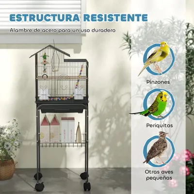 PawHut Jaula para Pájaro 46x36x120 cm Negro PawHut Jaula para Pájaro 46x36x120 cm Negro