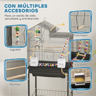PawHut Jaula para Pájaro 46x36x120 cm Negro