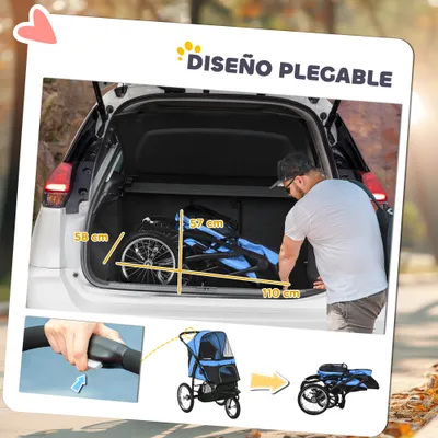 PawHut Cochecito para Perro 111x58x107 cm Azul PawHut Cochecito para Perro 111x58x107 cm Azul