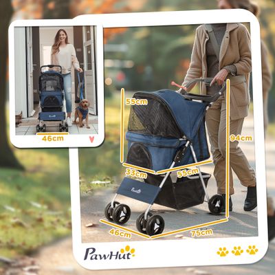 PawHut Cochecito para Perro 77x45x99.5 cm Azul