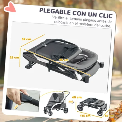 PawHut Carrito para Perro 124x67x100 cm Gris Oscuro PawHut Carrito para Perro 124x67x100 cm Gris Oscuro
